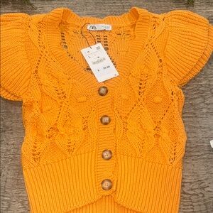 Zara Women's Bright Orange Cardigan